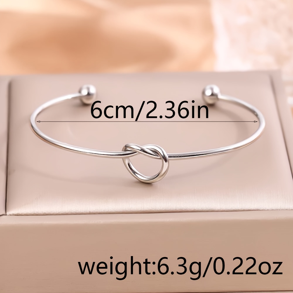 Women's 18K Gold-Plated Adjustable Heart Knot Bangle Bracelet